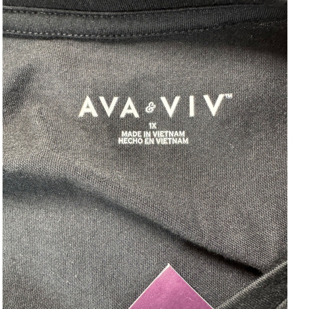 Ava & Viv Womens V-Neck Short Sleeve T-Shirt Black Plus Size 1X 18 New NWT - Picture 5 of 6